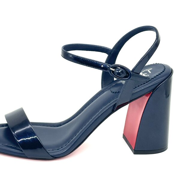 Christian Louboutin MISS JANE SANDAL 85 Patent Leather Heels Shoes Zaffiro - Picture 6 of 16